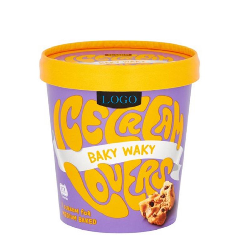 Food grade Wholesale custom logo thermal transfer printing heat printing 16oz 500g 1 pint ice cream box packaging