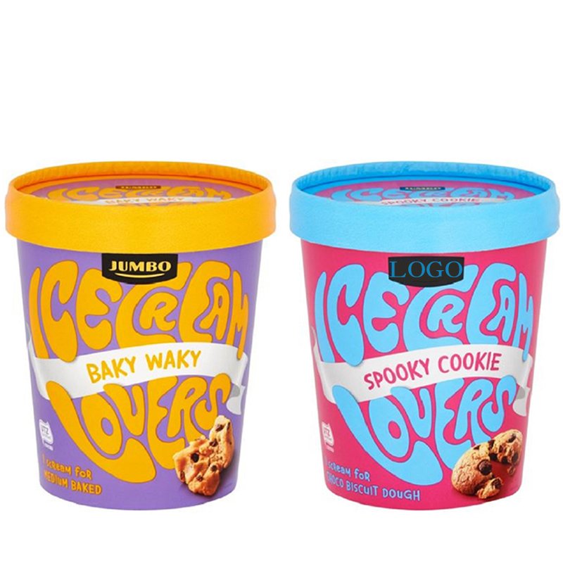Food grade Wholesale custom logo thermal transfer printing heat printing 16oz 500g 1 pint ice cream box packaging