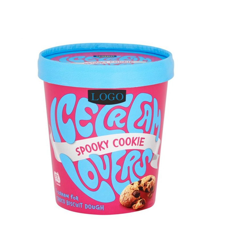 Food grade Wholesale custom logo thermal transfer printing heat printing 16oz 500g 1 pint ice cream box packaging