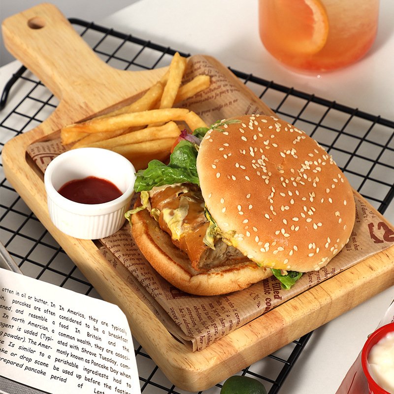 Printed greaseproof paper,high quality food grade greaseproof paper raw material,burger wrapping paper in roll