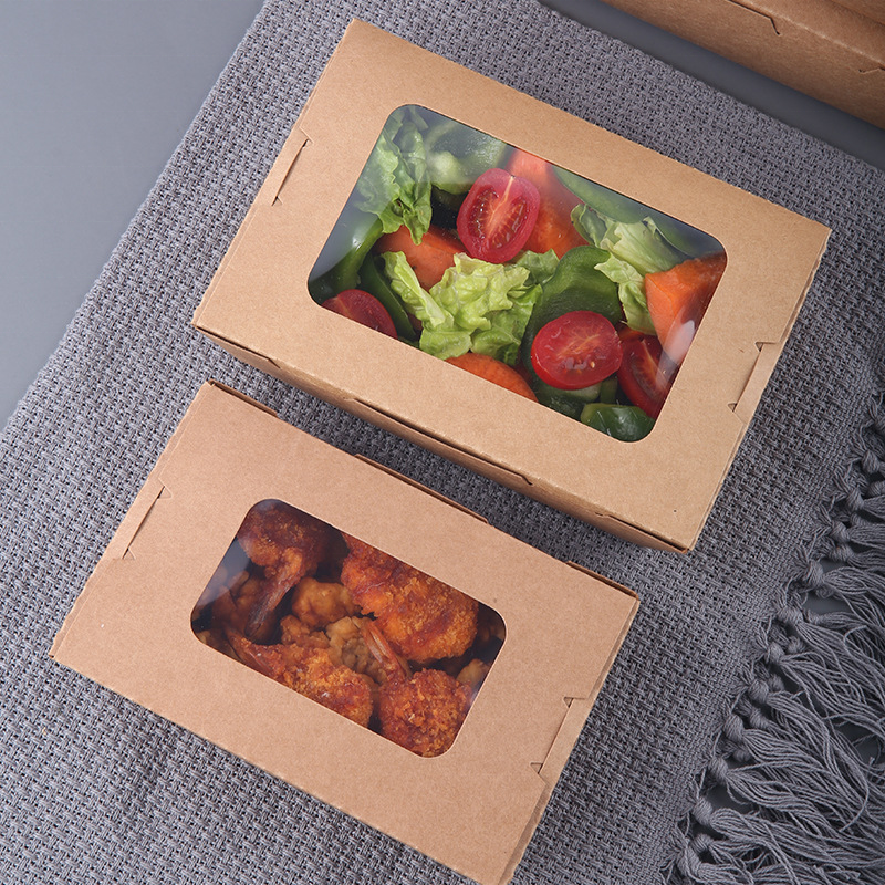 Kraft paper cake packaging cupcake box bakery packing box with window for pastry and cookie