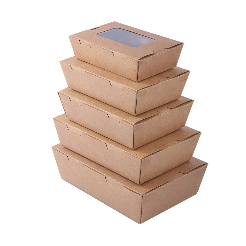 Kraft paper cake packaging cupcake box bakery packing box with window for pastry and cookie