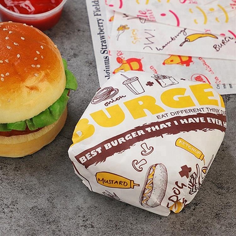 custom logo greaseproof burger wrapping paper