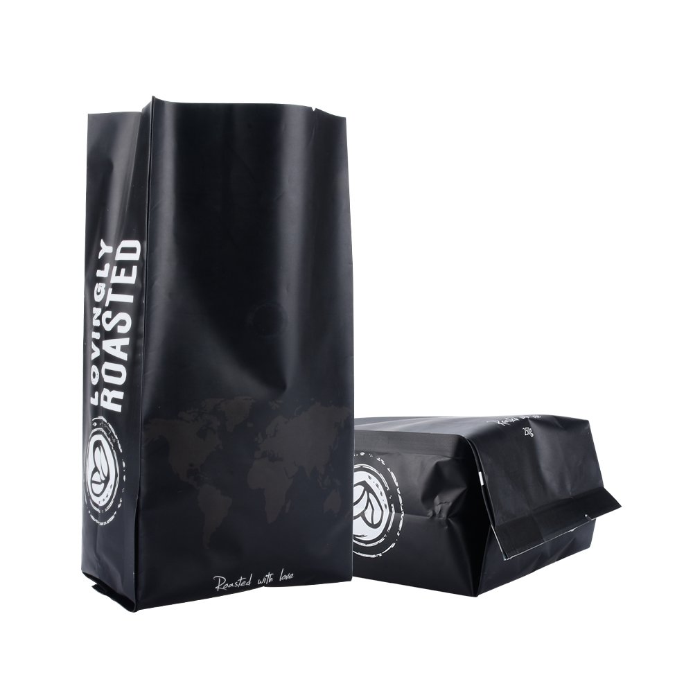 Custom Design Heat Seal Side Gusset Bottom Coffee Pouch Bags With Valve Ziplock Coffee Bean Packaging BagWith Valve