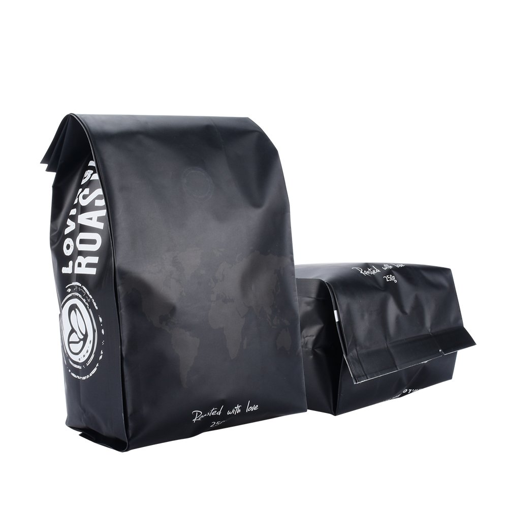 Custom Design Heat Seal Side Gusset Bottom Coffee Pouch Bags With Valve Ziplock Coffee Bean Packaging BagWith Valve