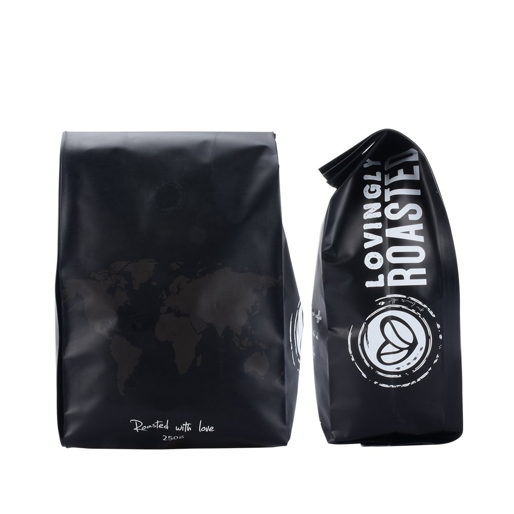 Custom Design Heat Seal Side Gusset Bottom Coffee Pouch Bags With Valve Ziplock Coffee Bean Packaging BagWith Valve