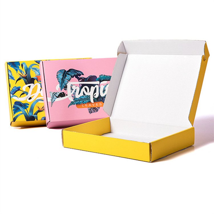 Custom design holographic shipping color box wholesale cheap corrugated boxes cosmetic shoes clothing packaging pink paper box