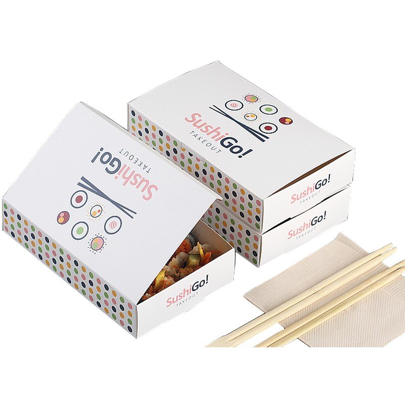 Custom Recyclable Disposable Paper Packaging Box Sushi Takeaway Paper Box with Divider Section