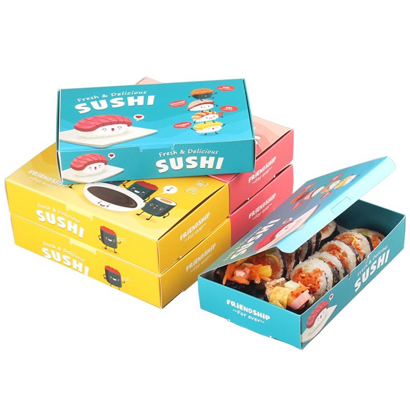 Custom Recyclable Disposable Paper Packaging Box Sushi Takeaway Paper Box with Divider Section