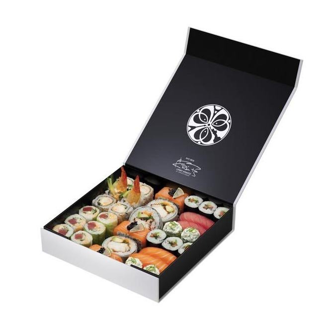 Custom Recyclable Disposable Paper Packaging Box Sushi Takeaway Paper Box with Divider Section