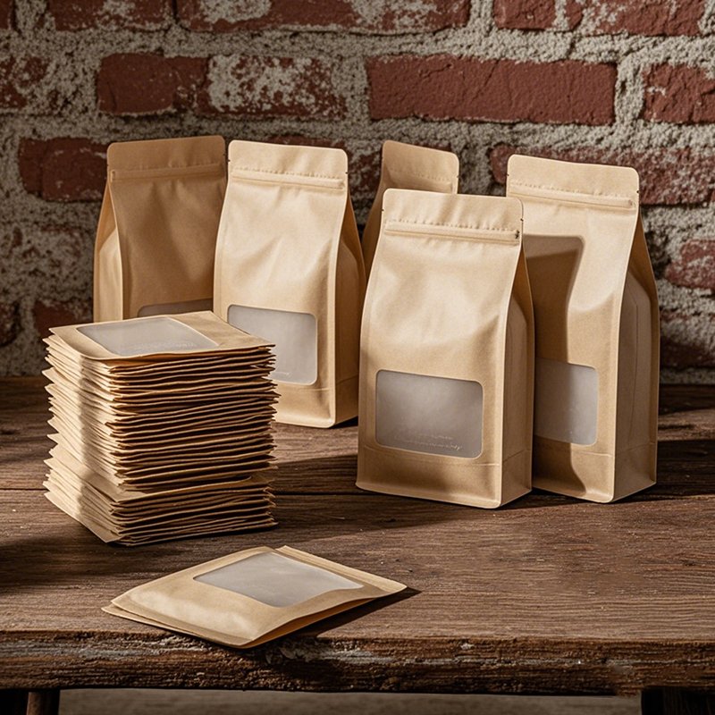 Custom Recyclable Printed Logo Zip Lock Seal Kraft Paper Stand Up Pouch Skin Salt Baths Packaging Bags With Window