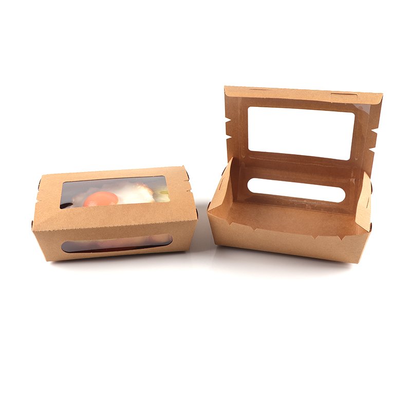 Eco friendly customized printed black packaging food containers for fresh sushi Salad lunch food foldable take away paper box