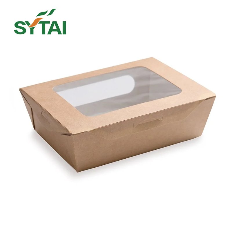 Eco friendly customized printed black packaging food containers for fresh sushi Salad lunch food foldable take away paper box