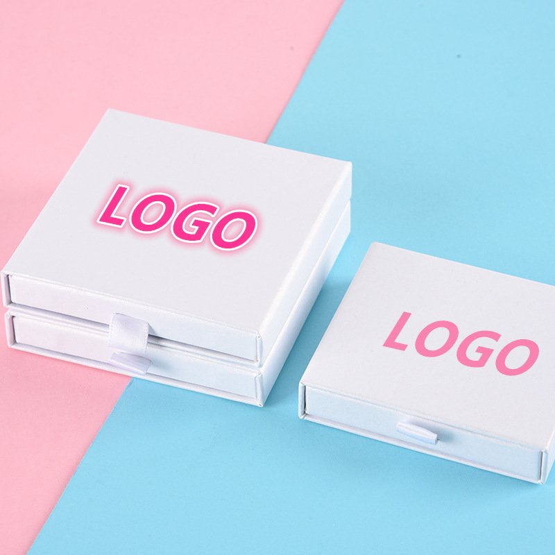 Bulk Custom Gold Foil Stamping Logo Jewelry Boxes Packaging Pink Cardboard Jewelry Paper Packaging Drawer Box