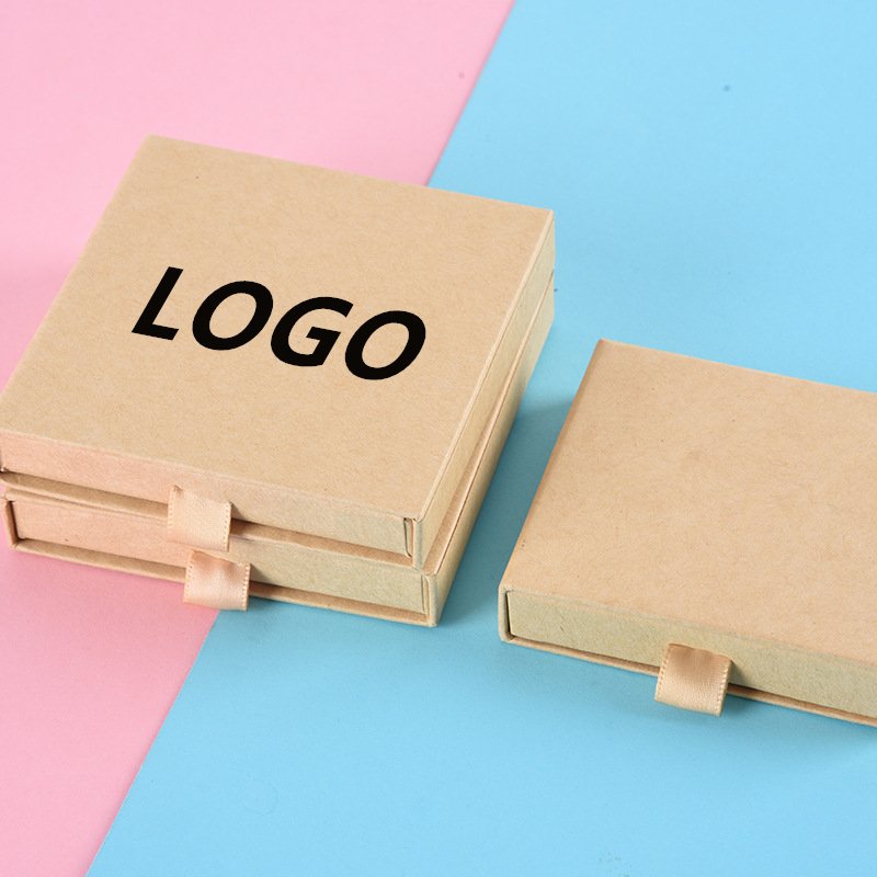 Bulk Custom Gold Foil Stamping Logo Jewelry Boxes Packaging Pink Cardboard Jewelry Paper Packaging Drawer Box