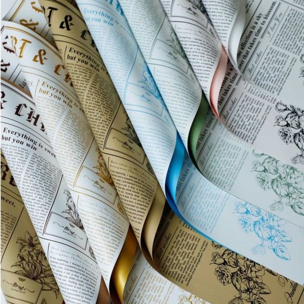 Shinewrap Factory Wholesale 58*58CM News Printed Florist Packaging Paper For Gift Fresh Flower Wrapping Paper High Quality