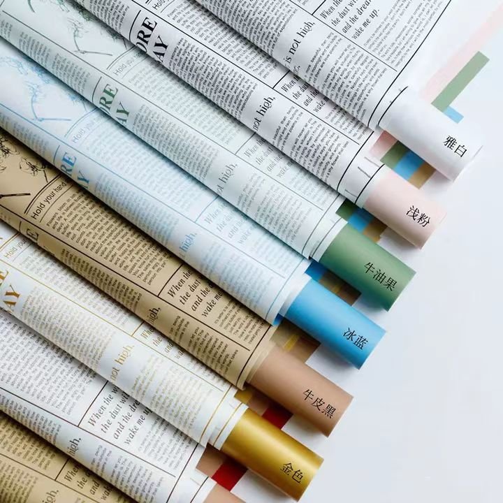 Shinewrap Factory Wholesale 58*58CM News Printed Florist Packaging Paper For Gift Fresh Flower Wrapping Paper High Quality