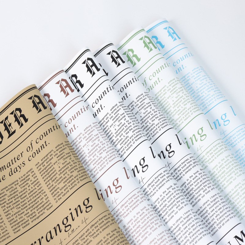 Shinewrap Factory Wholesale 58*58CM News Printed Florist Packaging Paper For Gift Fresh Flower Wrapping Paper High Quality