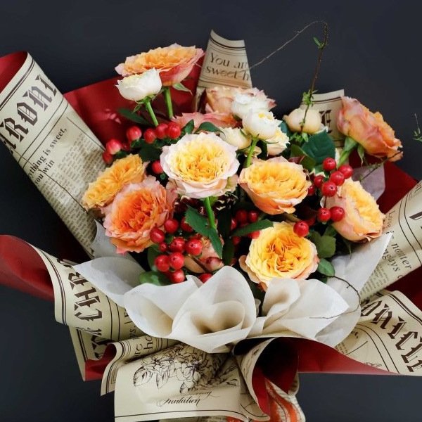 Shinewrap Factory Wholesale 58*58CM News Printed Florist Packaging Paper For Gift Fresh Flower Wrapping Paper High Quality