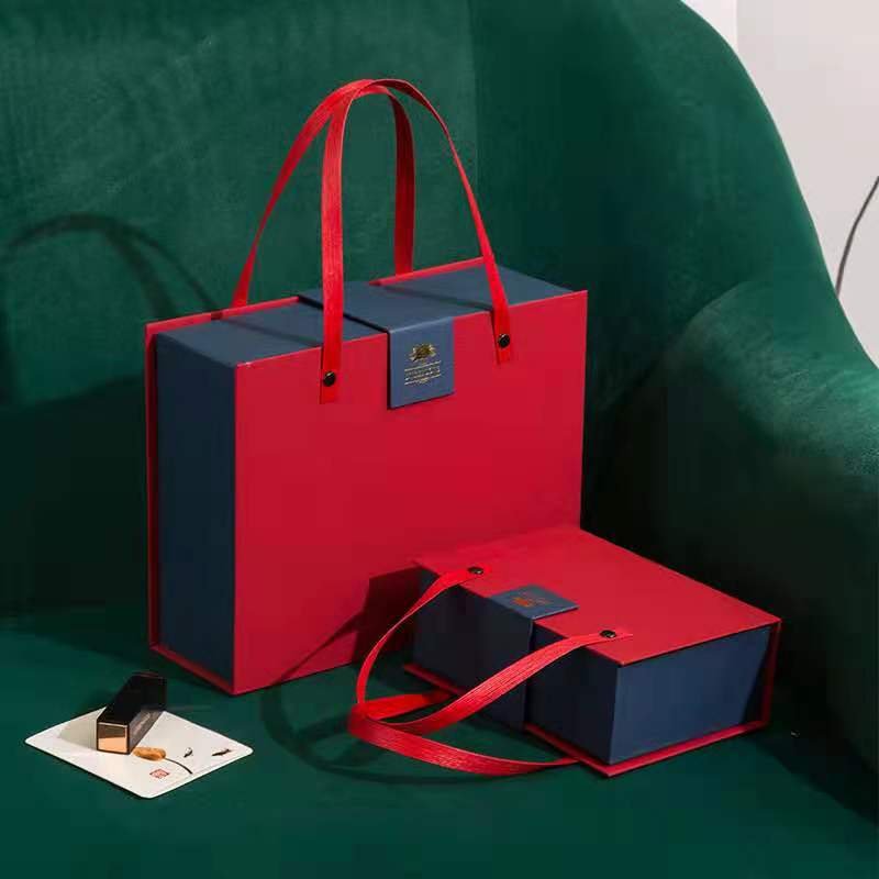 Gift box blue orange red new year Christmas gift box