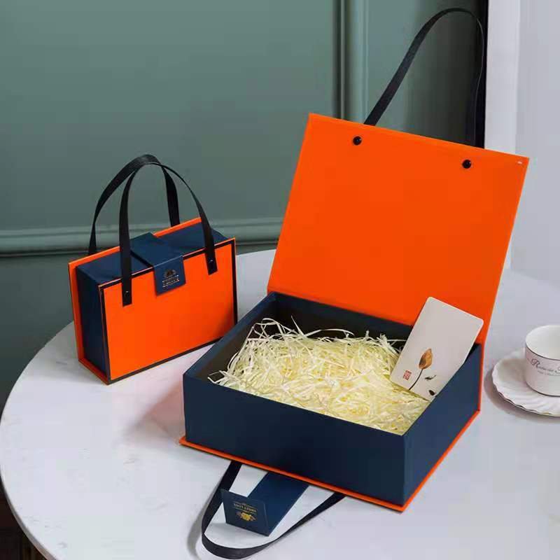 Gift box blue orange red new year Christmas gift box