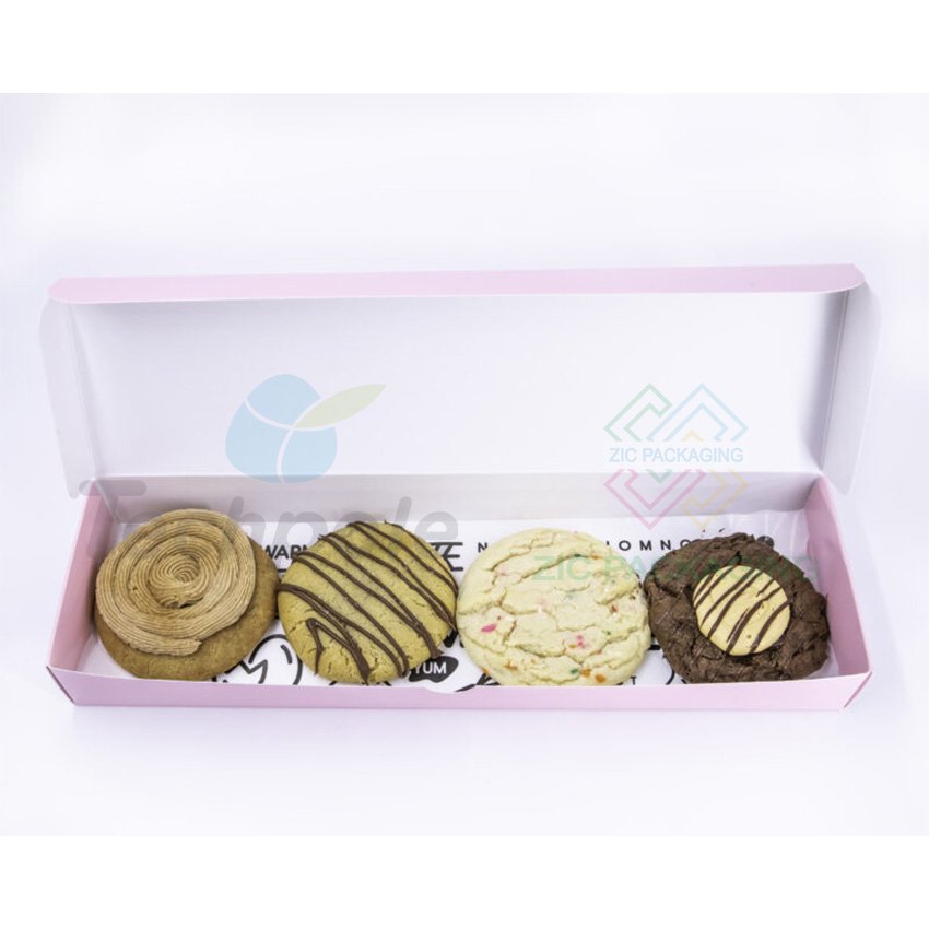 Customized Logo Printing Cookie Packaging Box Pink Paper Cookie Box Packing Single Cookie Box