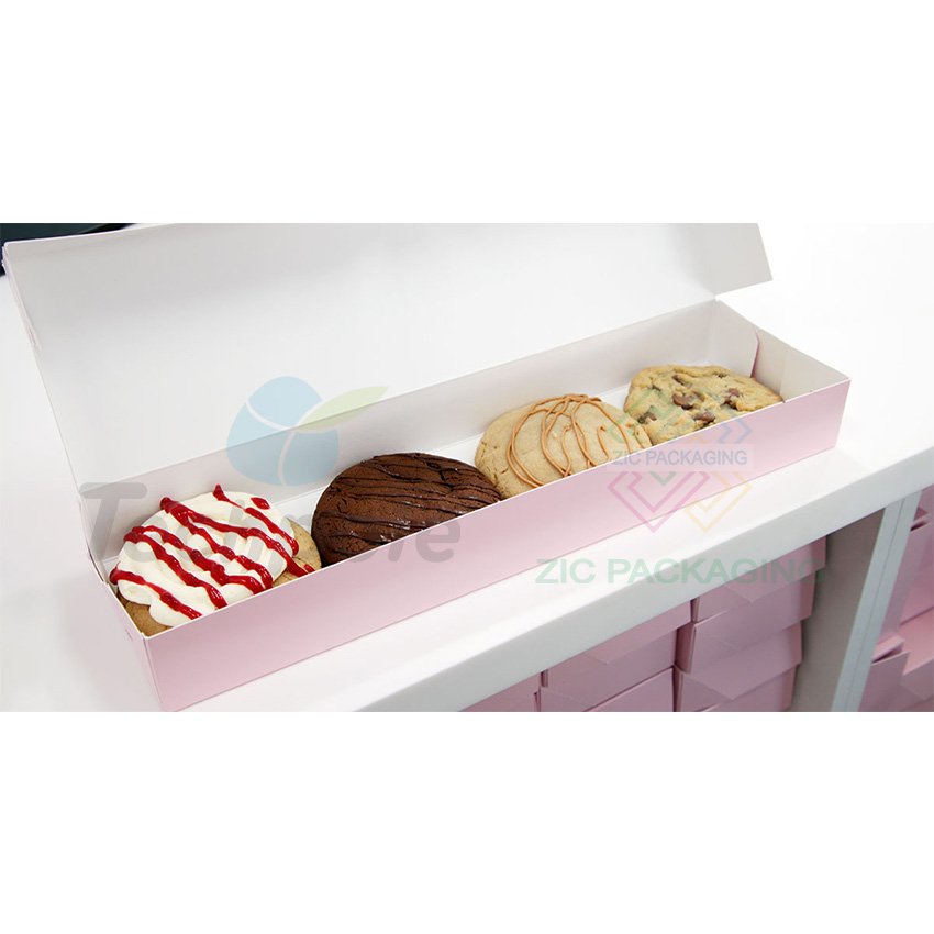 Customized Logo Printing Cookie Packaging Box Pink Paper Cookie Box Packing Single Cookie Box