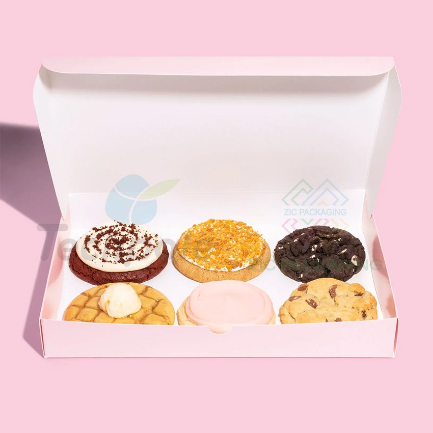 Customized Logo Printing Cookie Packaging Box Pink Paper Cookie Box Packing Single Cookie Box