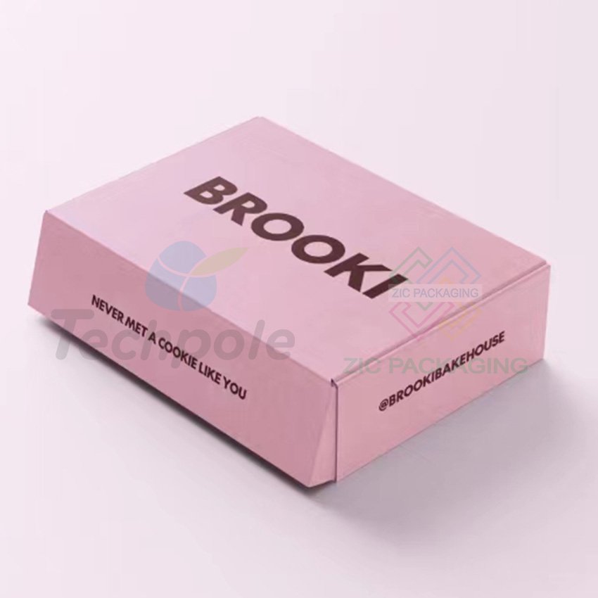 Customized Logo Printing Cookie Packaging Box Pink Paper Cookie Box Packing Single Cookie Box