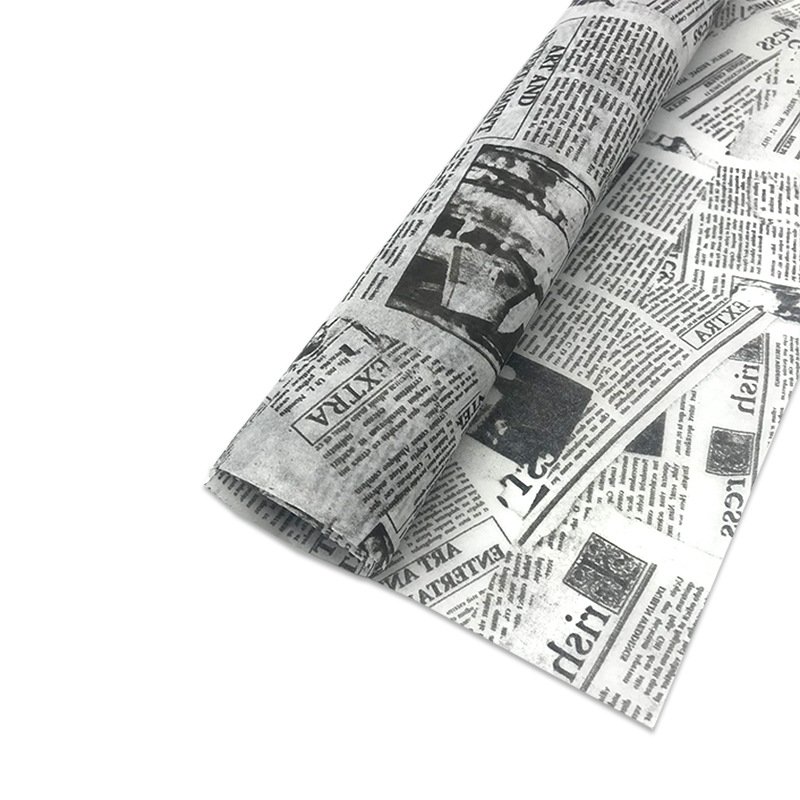 Customised Retro English Newspaper Printed Tissue Paper Flowers Wrapping Gifts Packaging Papers