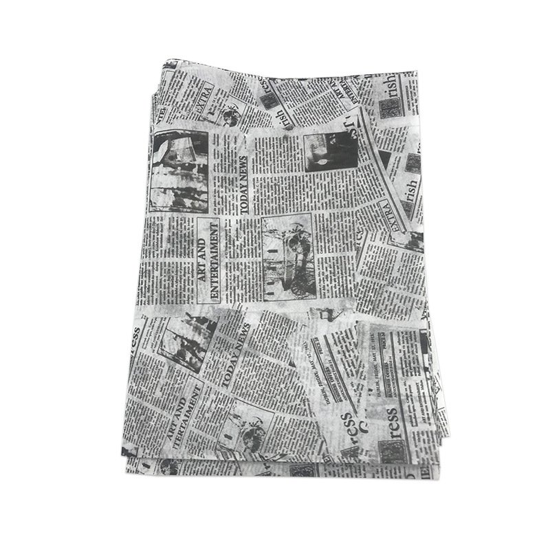 Customised Retro English Newspaper Printed Tissue Paper Flowers Wrapping Gifts Packaging Papers