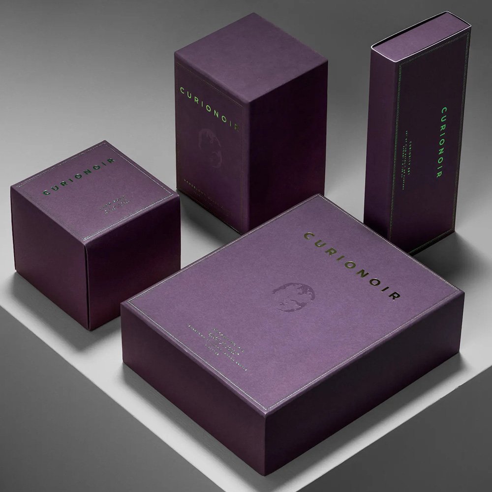 Custom Purple Luxury Rigid Cardboard Perfume Packaging Paper Drawer Gift Box With Tray