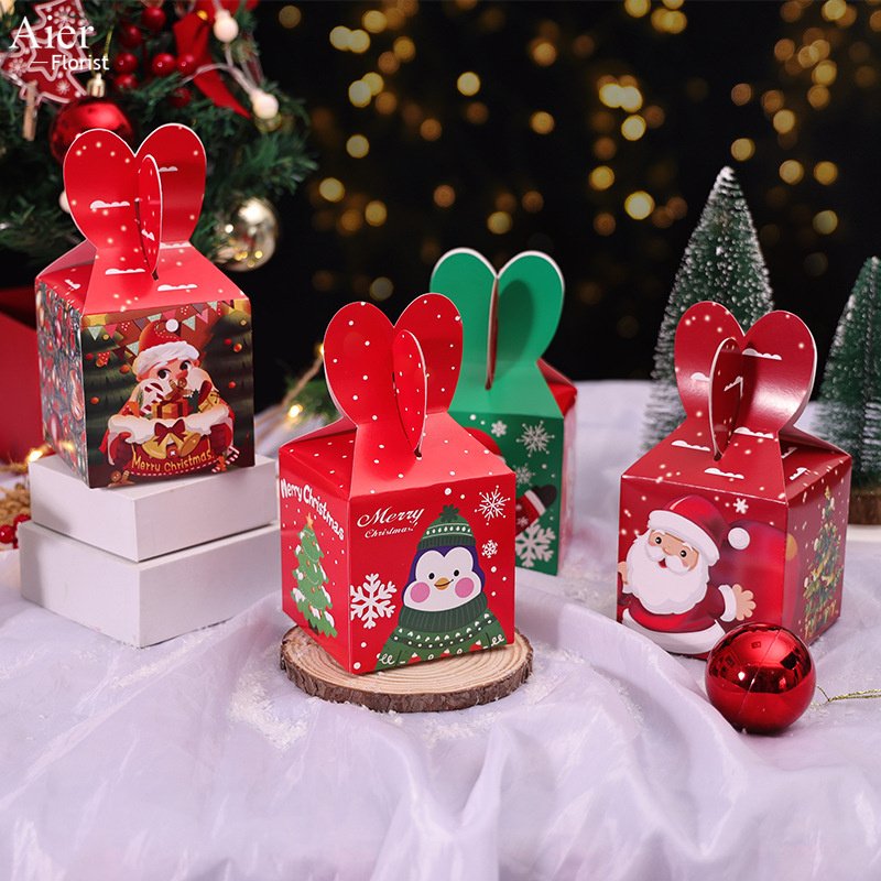 Aierflorist Christmas Festival hand candy box apple arrangement box gift packaging materials folding box