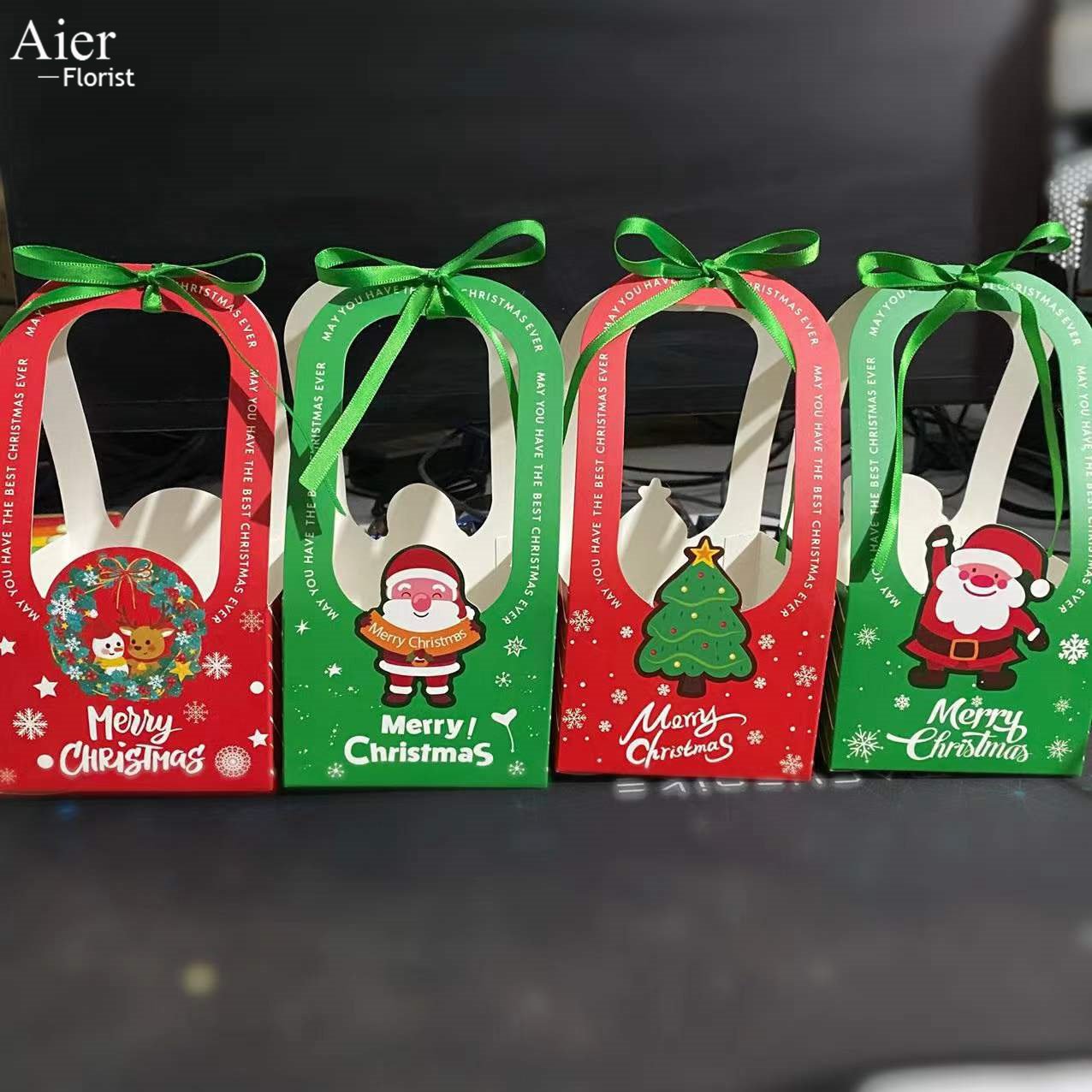 Aierflorist Christmas Festival hand candy box apple arrangement box gift packaging materials folding box