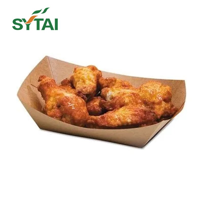 Disposable Kraft Containers Food Tray Boat Tray Cardboard Food Carriers Chips Snacks Takeaway Kraft Paper 50000pcs ISO9001