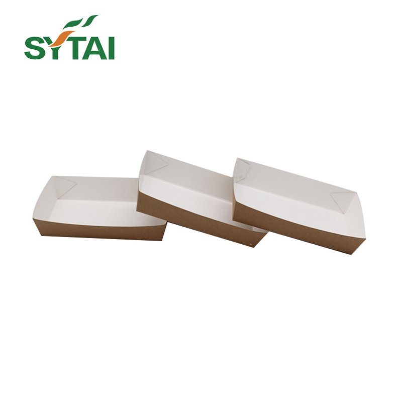 Disposable Kraft Containers Food Tray Boat Tray Cardboard Food Carriers Chips Snacks Takeaway Kraft Paper 50000pcs ISO9001
