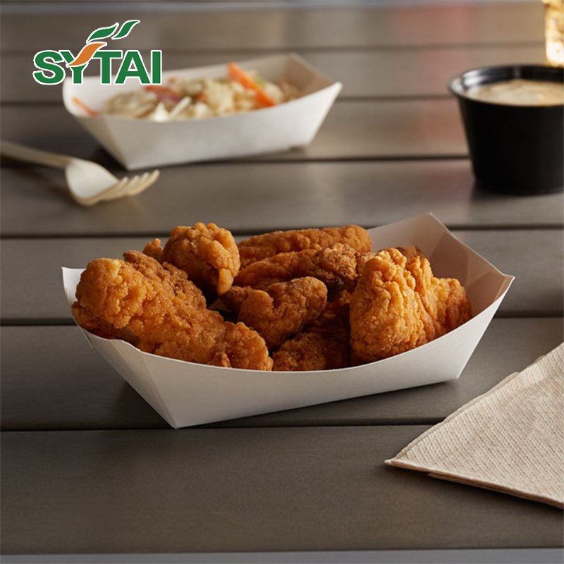 Disposable Kraft Containers Food Tray Boat Tray Cardboard Food Carriers Chips Snacks Takeaway Kraft Paper 50000pcs ISO9001