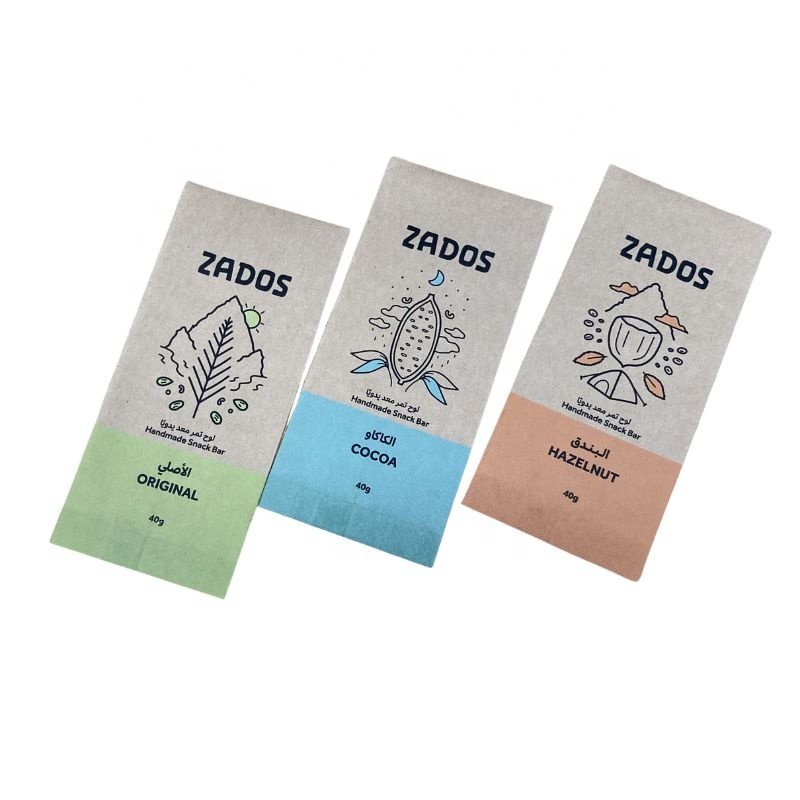 Brown Kraft Paper PLA Compostable Pouches Snack Bar Packaging Custom Full Colors Printed Biodegradable Sachet