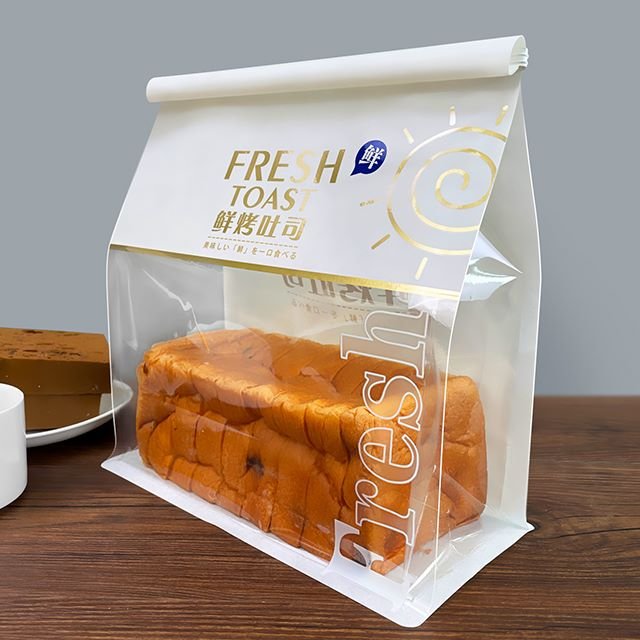 Factory Custom Brown White Paper Bread Bag Kraft Food Packaging Bakery Tin Tie Toast Bag With Plastic Window