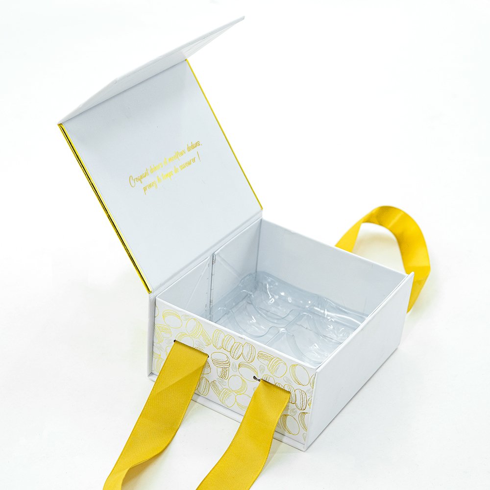 Custom logo size printing color hot sale macaron gift box golden chocolate gift box packaging for wedding