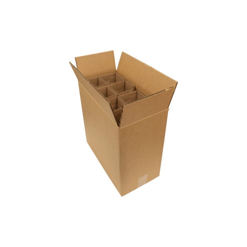 Hot Sell Packaging Box 8 Dividers Corrugated Paper Shipping Carton Corrugated Paper Wine Beer Packaging Carton Box