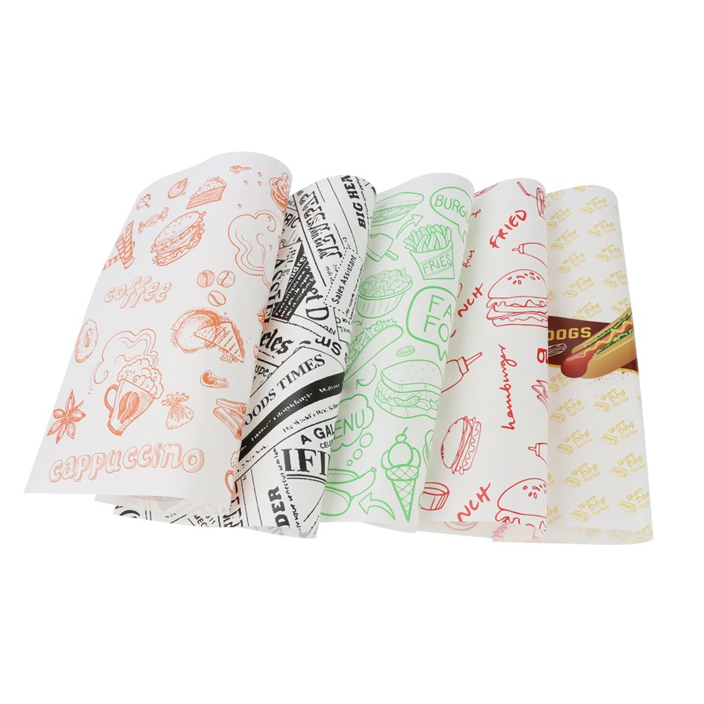Customized Greaseproof Paper Food Digital Printing Double Side CMYK Recycled Uncoated Woodfree Paper 50gsm Sheets Virgin