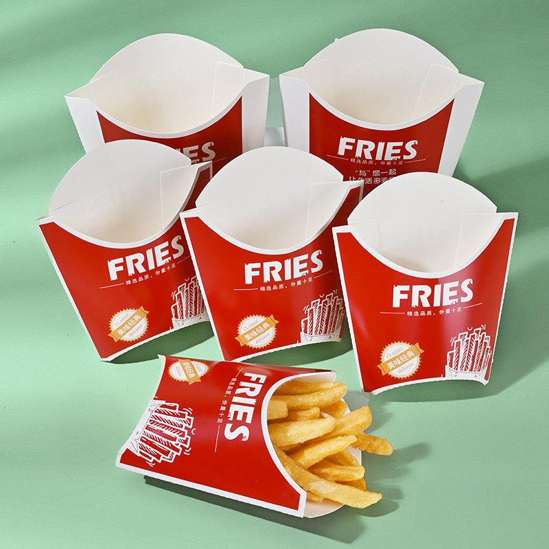 China Factory Wholesales White card Colorful Printingpaper Packaging Paper Food Grade French Fries Take Away Box