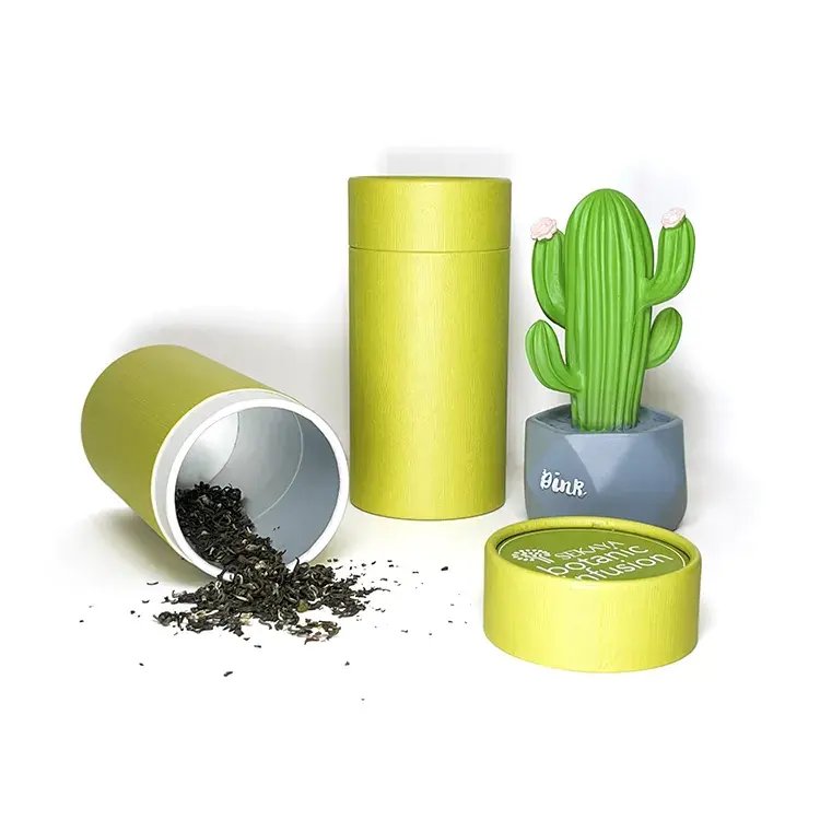 Eco-friendly food grade tea round container packaging paper boxes