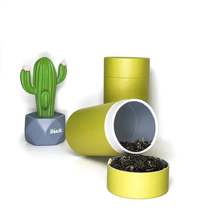 Eco-friendly food grade tea round container packaging paper boxes