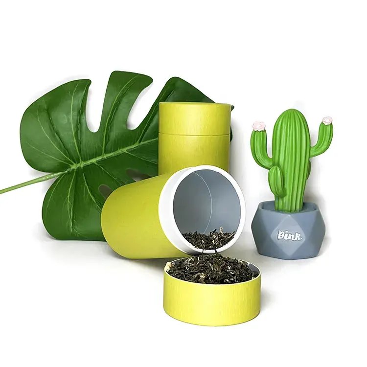 Eco-friendly food grade tea round container packaging paper boxes