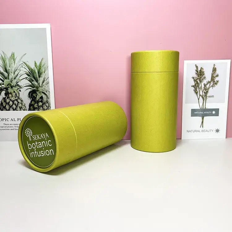 Eco-friendly food grade tea round container packaging paper boxes