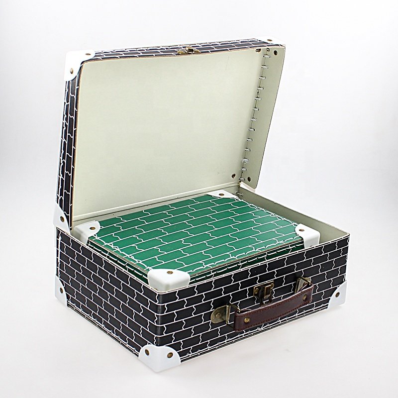Custom kraft packaging carton paper cardboard suitcase sets gift box with metal handle
