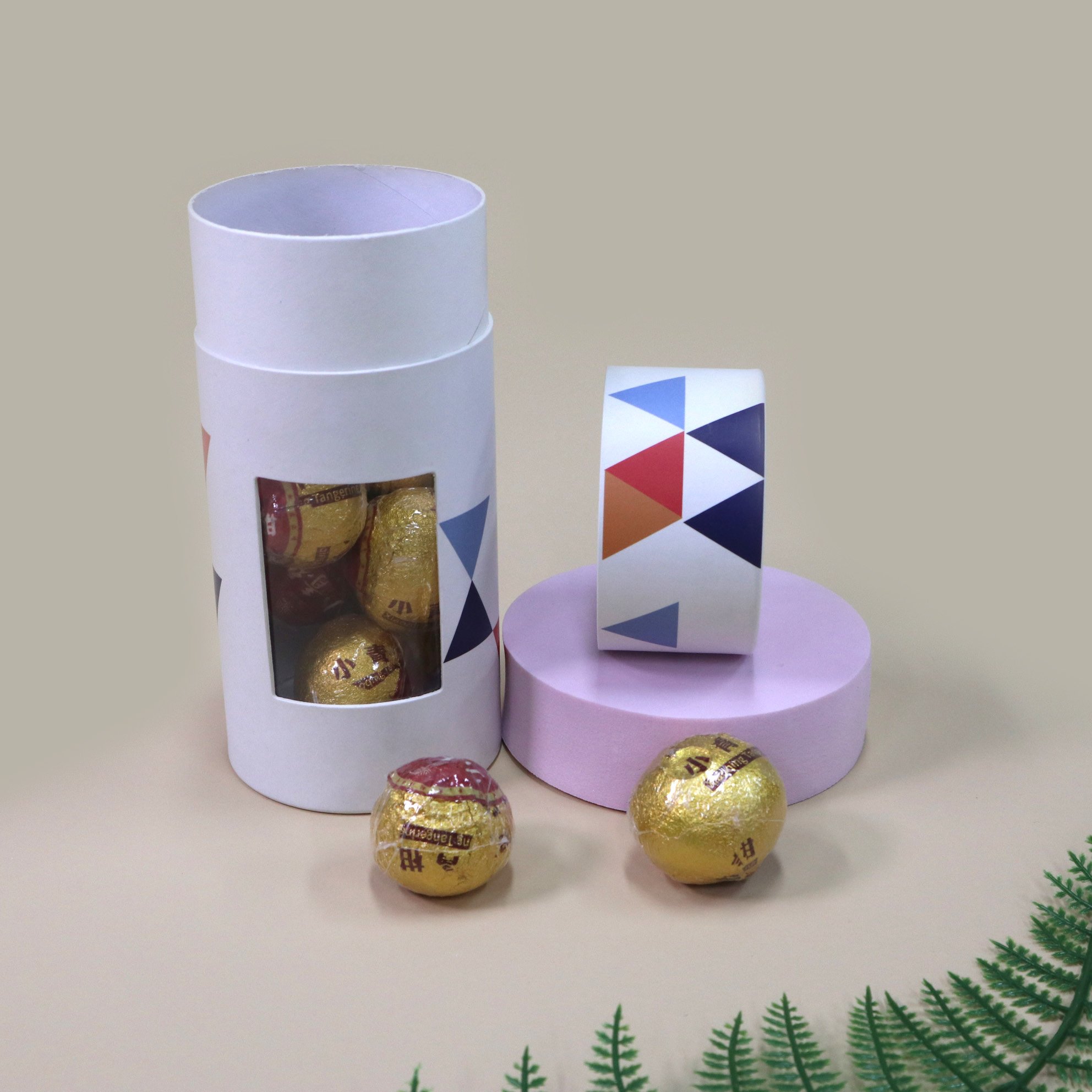 Custom Printed Round Pringless Dry Food Packaging Paper Tube Eco Cardboard Craft Cylinder Tea Canister With Clear Pvc Window