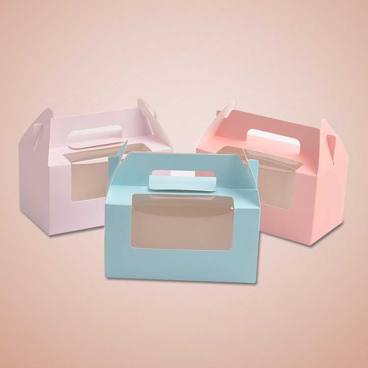 Picnic food Mail Packaging Rectangular cake Bread box Clear clear box Packaging Paper mini box with lid handle